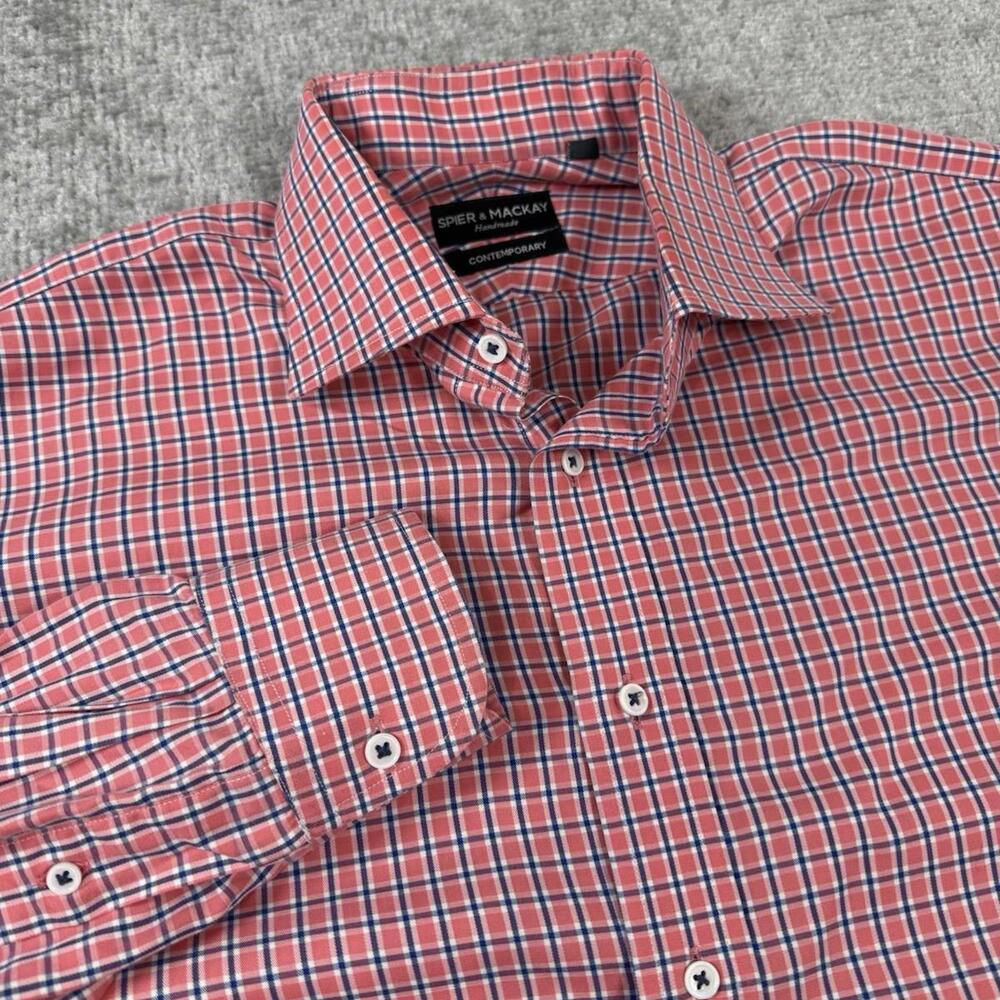Spier & Mackay Linen Blend Mens Large Button Up Shirt Handmade Size Large